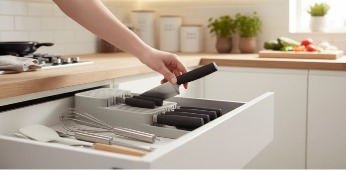 Messersortierhilfe für Schubladen