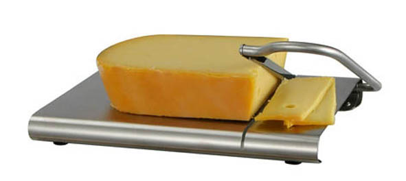 Käseschneider mit Brett aus Edelstahl