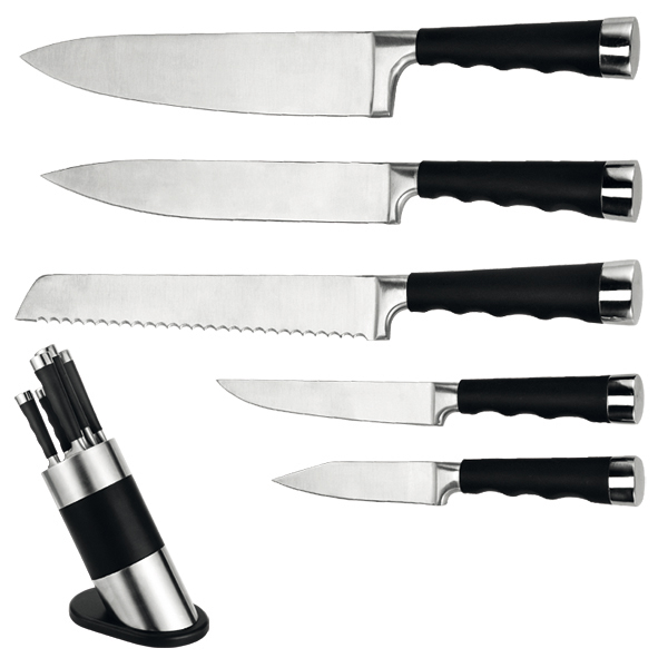 Messerblock aus Edelstahl-Holzkombi-