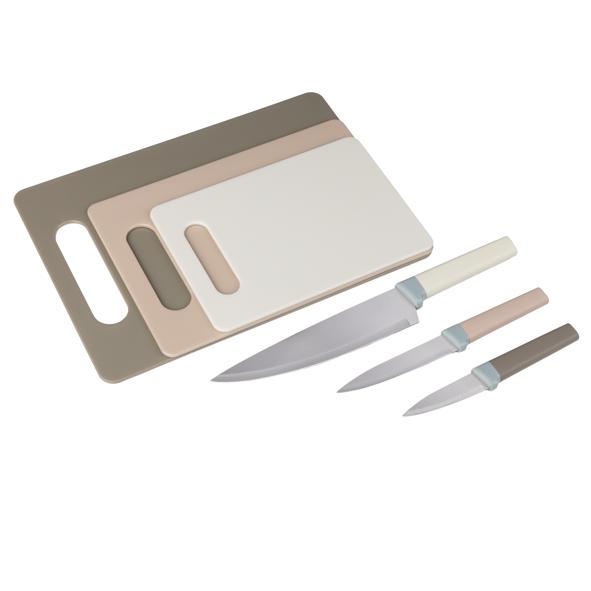 Schneidebrett und Messer-Set im Display