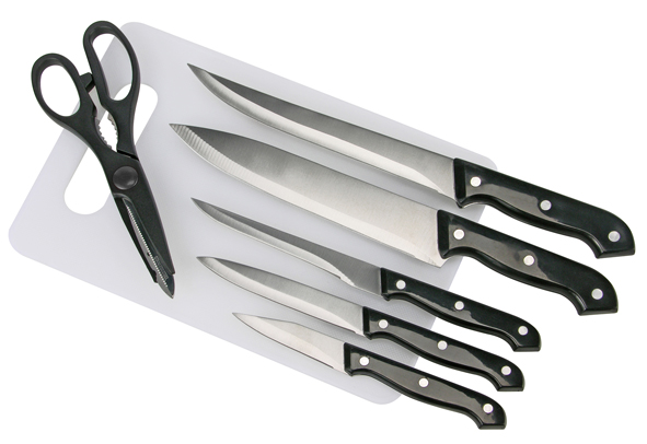 Messer-Set 7 tlg., Griffe 3fach genietet