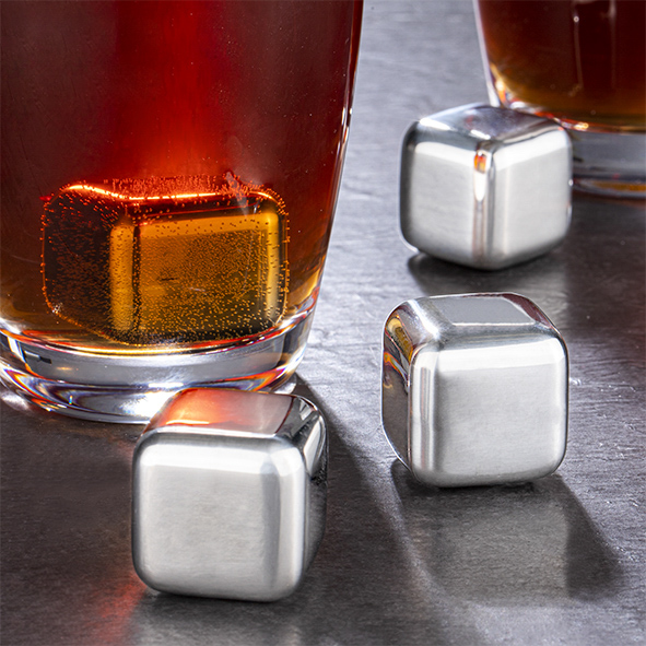Edelstahl- Eiswürfel-Set, 4-tlg.