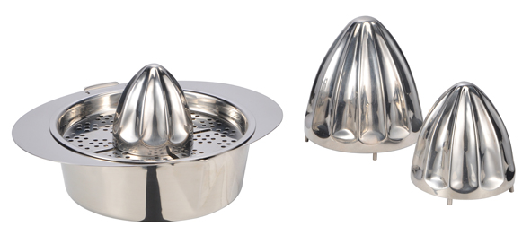 Zitronenpresse aus Edelstahl mit 3 vers.