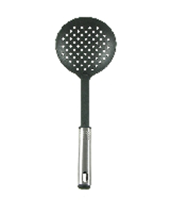 Schaumlöffel aus schwarzem Plastik mit