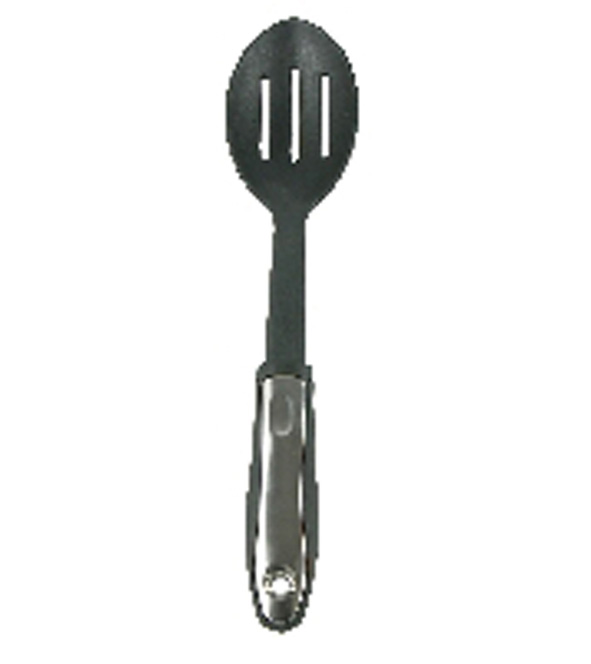 Knödellöffel aus schwarzem Plastik mit