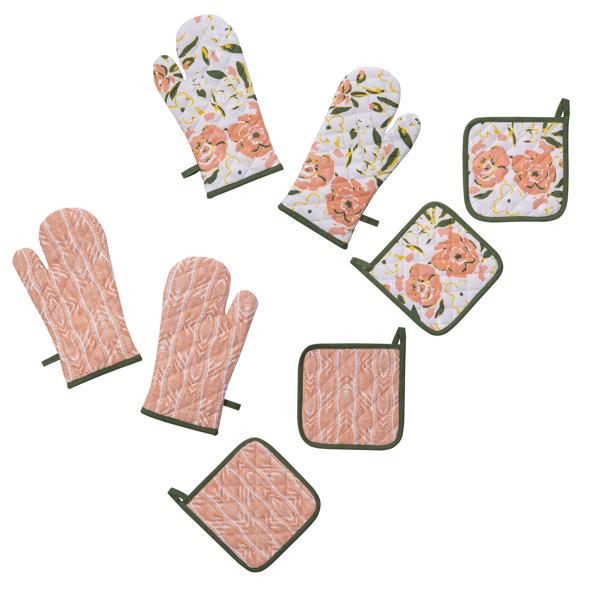 Mischkarton Topflappen, Ofenhandschuh - je 2er Set