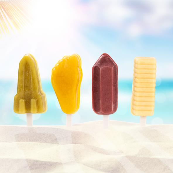 Eisformen mit Stiel, 4 Formen sortiert