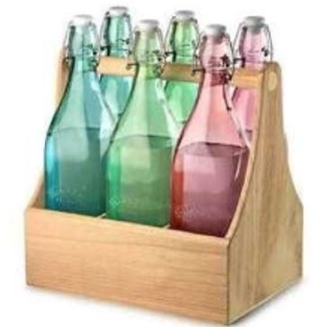 Glasflasche mit Bügelverschluss, versch. Farben