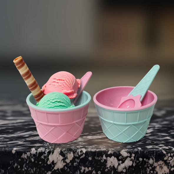 4er-Set Eisbecher mit Löffel