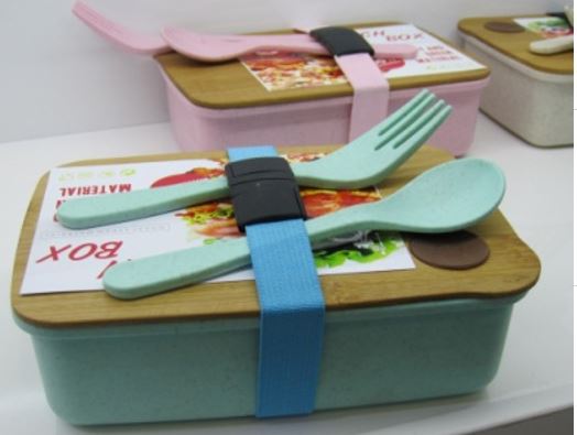 Lunchbox Weizenfaser mit Deckel, Gabel und Löffel