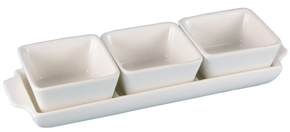 Dippschalen mit Platte, 4 tlg. Set aus