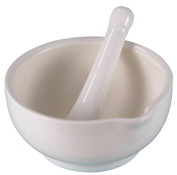 Mörser-Schale mit Mörser, aus Porzellan