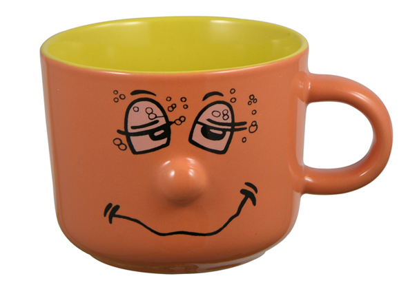 Milch-Kaffeetasse m. lustigen Gesichtern