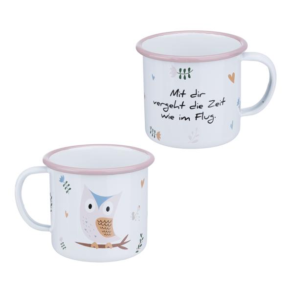Emaillierter Becher - Eule