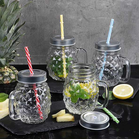 4er Set Trinkglas Ananas