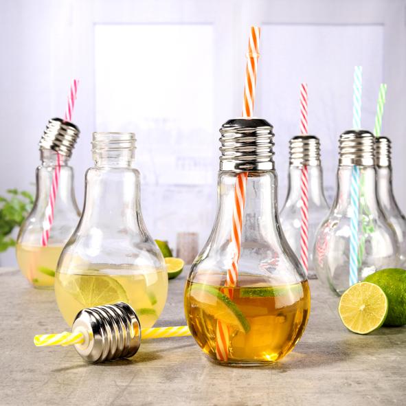 6er Set Trinkglas Glühbirne