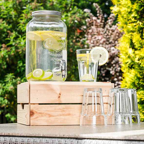 Getränkespender, rund aus Glas 3L