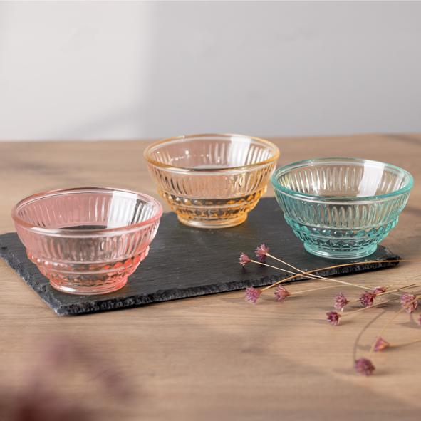 Bunte Glasschalen, 12 Stk. im Display