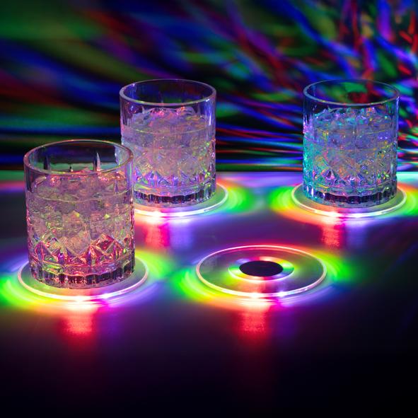 4er Set LED Untersetzer – Maße: ca. 10 x 0,3cm 