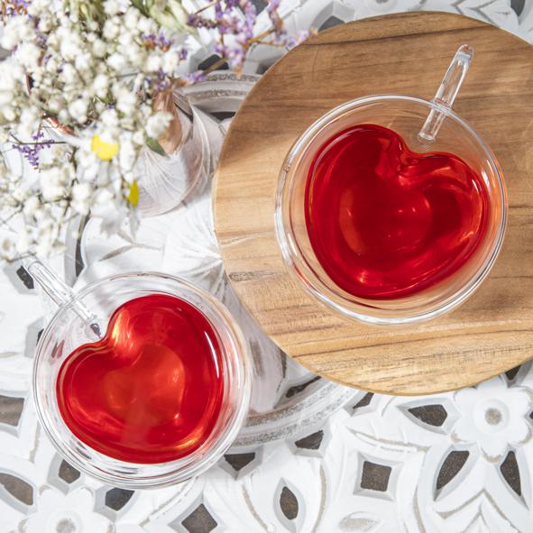 Teeglas in Herzform, 2er Set