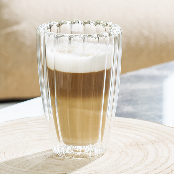 Latte Macchiato-Glas mit Rillen, 2er Set