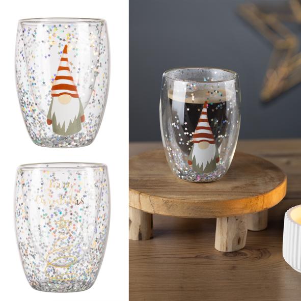 doppelwandiges Trinkglas, Weihnachten, ca. 350ml
