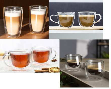Mixkarton, doppelwandige Gläser – Kaffee-Heißgetränke