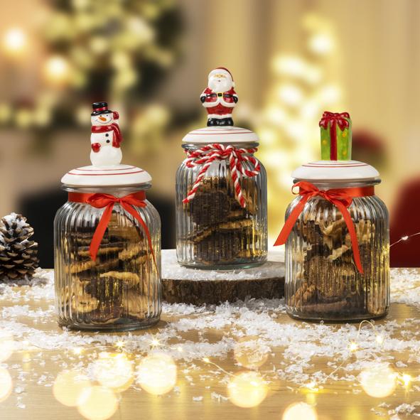 Aufbewahrungsglas mit Weihnachtsdeckel, 950ml