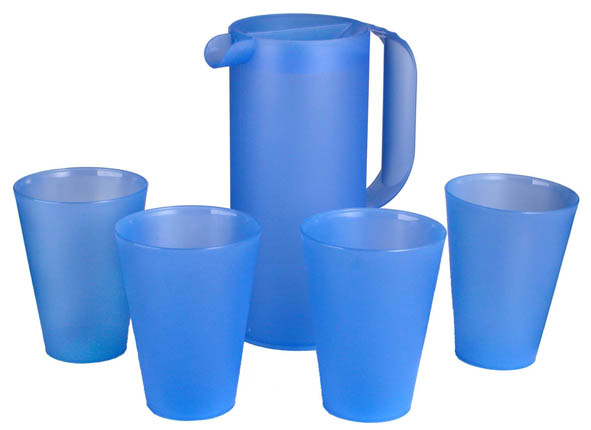 Saftkanne mit 4 Bechern - Kanne 1 L