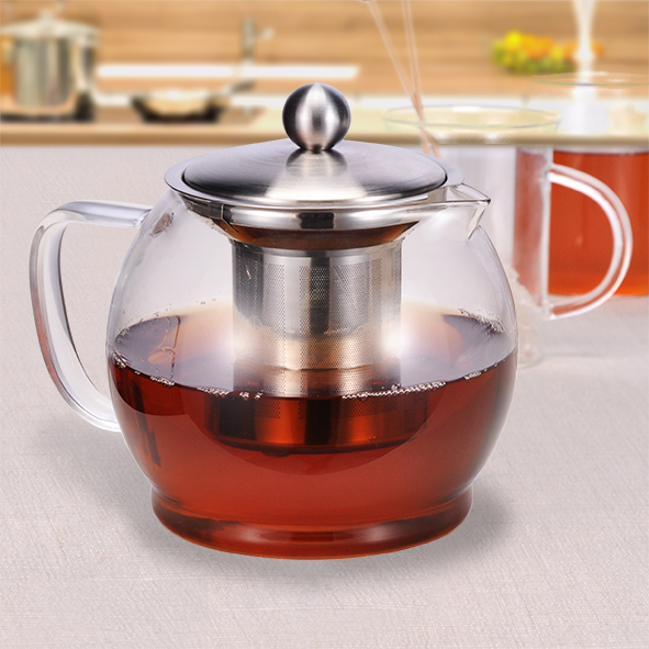 Teekanne aus Glas, mit Edelstahlfilter