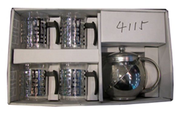 Tee-Set 5 tlg. aus Glas mit Edelstahl-