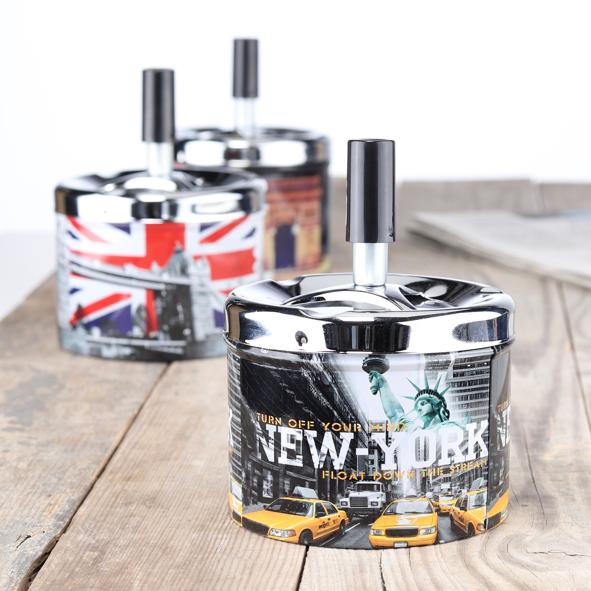 Drehaschenbecher mit Städtemotiven