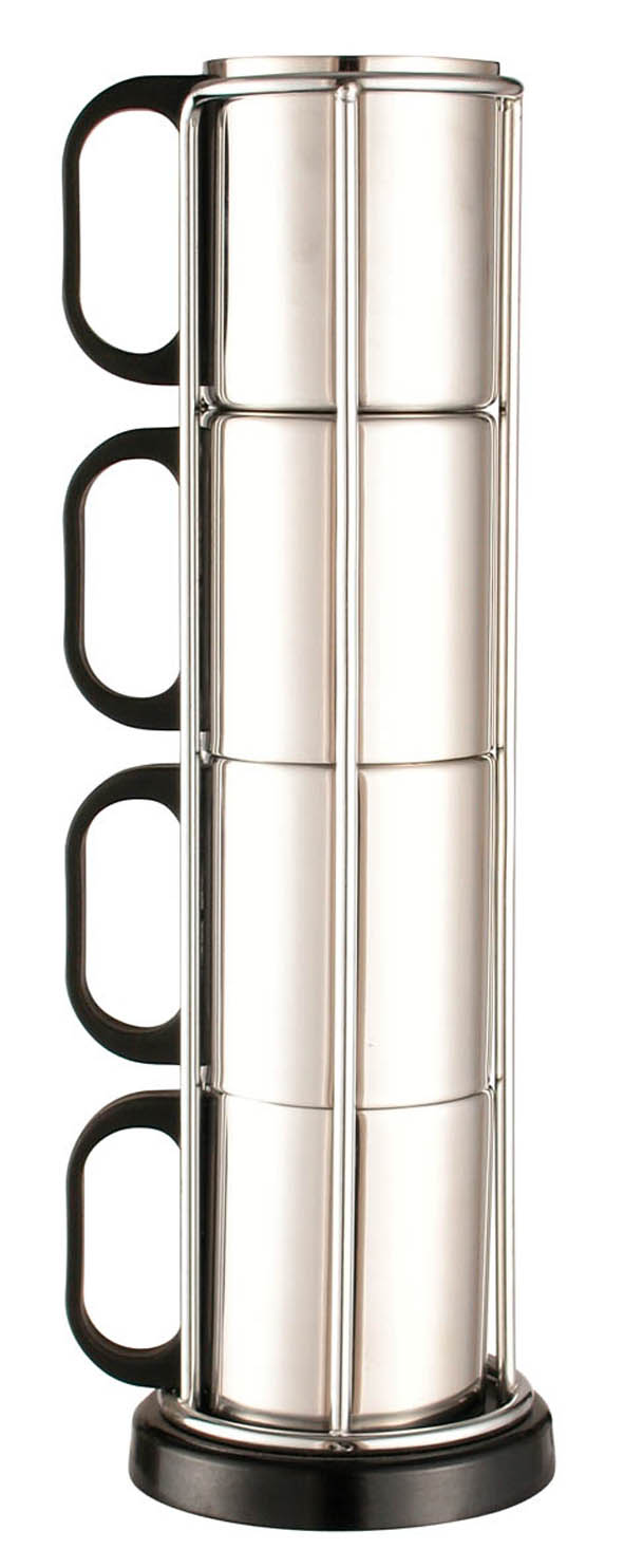 Thermobecher 5tlg. im Halter, aus Edel-