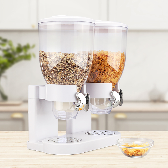 Müsli Spender mit zwei Behältern, weiß