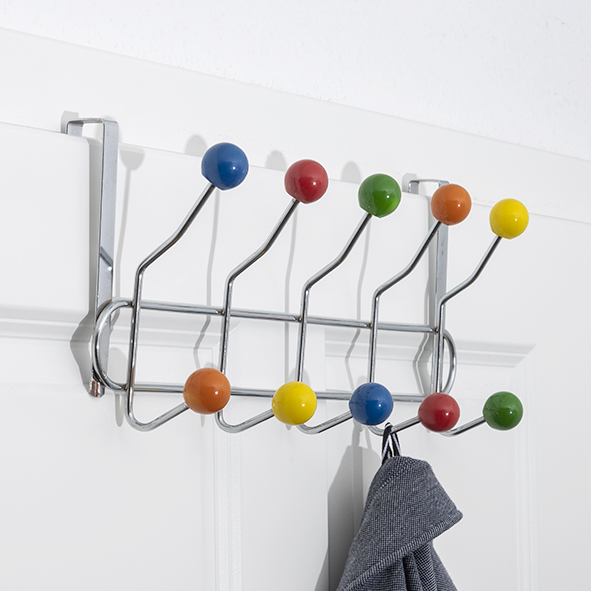 Türhakenleiste mit 10 bunten Haken