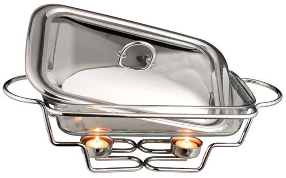 Speisenwärmer aus Glas mit Deckel aus