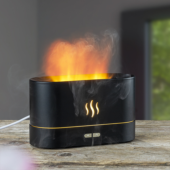 Aromadiffuser mit Flammeneffekt, schwarz
