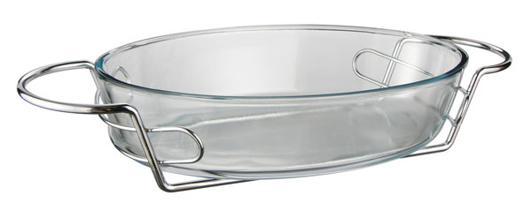 Auflaufform oval aus Glas inkl. Trage/