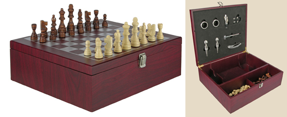 Weinset mit integriertem Schachset