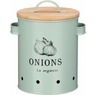 Vorratsdose Zwiebeln aus Metall, grün, rund