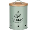 Vorratsdose Knoblauch aus Metall, grün, rund
