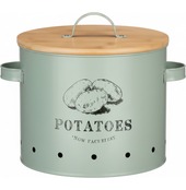 Vorratsdose Kartoffel aus Metall, grün, rund