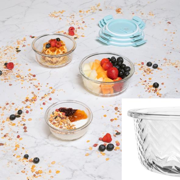 Vorratsdosen aus Glas, 3er Set, mit Glasstruktur