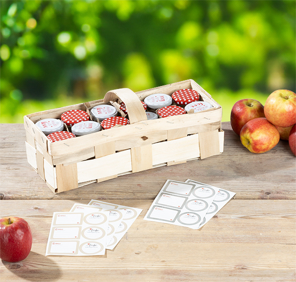 Einmachset im Holzkorb, 13 tlg.