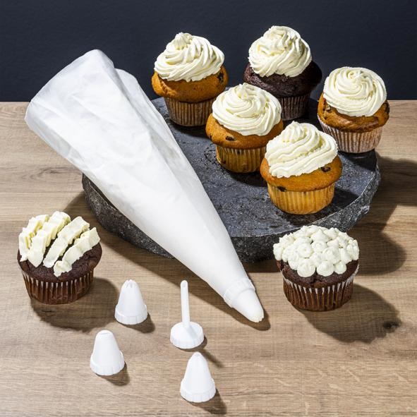 Spritzbeutel mit Tüllen, aus Baumwolle