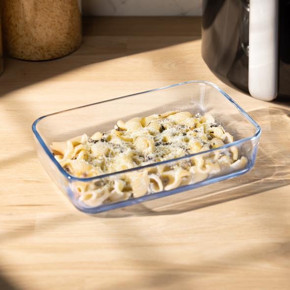 Glasauflaufform für Heißluftfritteuse, rechteckig