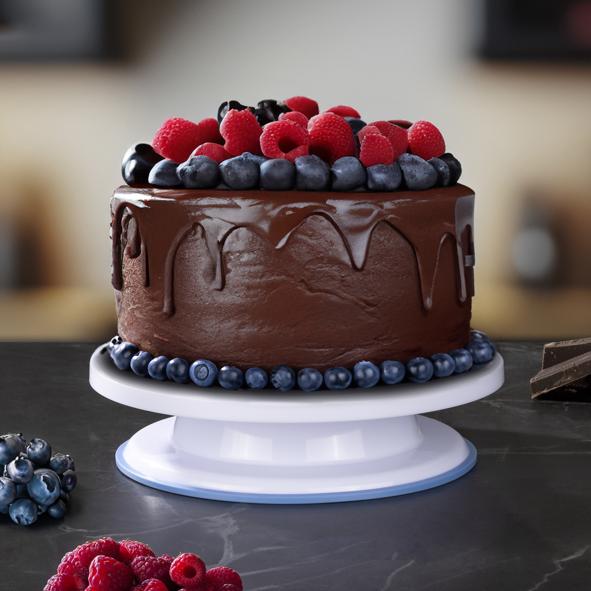 Kuchenservierplatte, drehbar aus Kunststoff