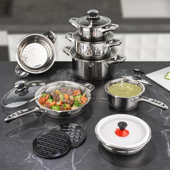 Kochtopf-Set 16-tlg. aus Edelstahl