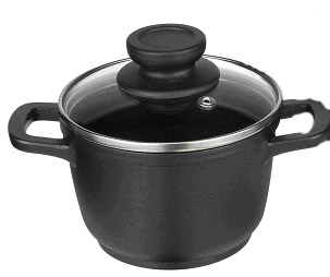 Aluguss-Topf 14 cm mit Glasdeckel