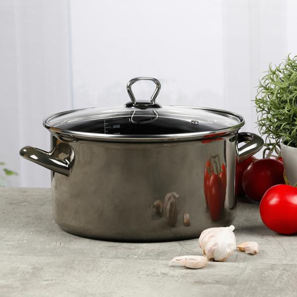 Emaille Fleischtopf mit Glasdeckel - Ø 24 x 14cm